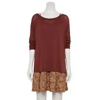 Kohl's Juniors' wallflower printed flounce dress & hacci pullover set offer