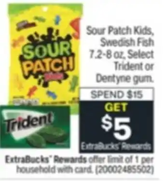 Menards Sour Patch Kids,Swedish Fish 7.2-8 oz Select Trident Or Dentyne Gum. offer