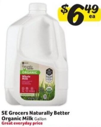 Winn Dixie SE Grocers Naturally Better Organic Milk offer