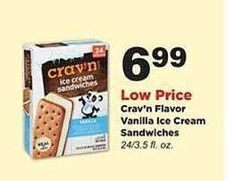 Stater Bros Crav'n Flavor Vanilla Ice Cream Sandwiches offer