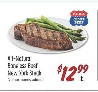 Sprouts Farmers Market All-natural Boneless Beef New York Steak offer