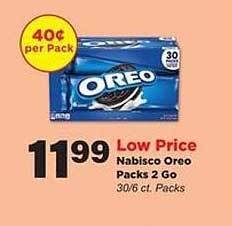 Stater Bros Nabisco Oreo Packs 2 Go offer