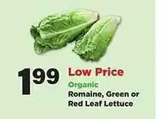 Stater Bros Organic Romaine, Green Or Red Leaf Lettuce offer
