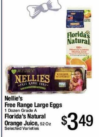 Jons International Nellie's Free Range Large Eggs Florida's Natural Orange Juice offer