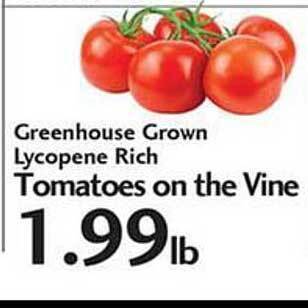 Sunset Foods Greenhouse Grown Lycopene Rich Tomatoes On The Vine offer