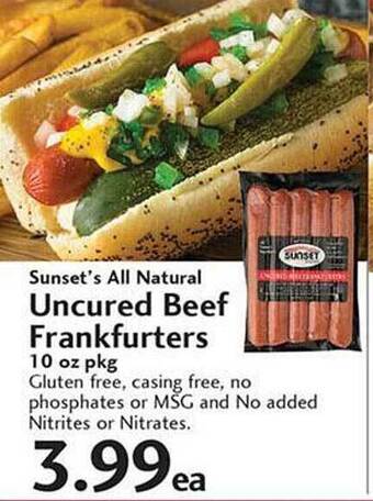Sunset Foods Sunset's All Natural Uncured Beef Frankfurters offer
