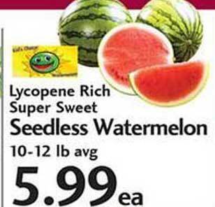 Sunset Foods Lycopene Rich Super Sweet Seedless Watermelon offer