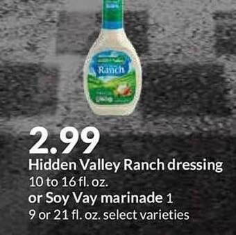 Hy-Vee Hidden Valley Ranch Dressing Or Soy Vay Marinade offer