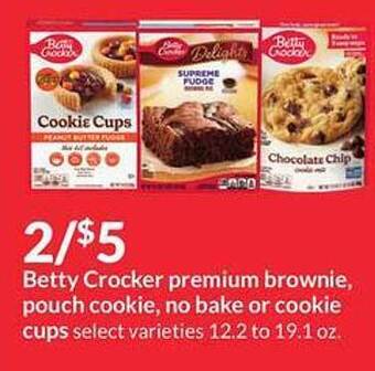 Hy-Vee Betty Crocker Premium Brownie Pouch Cookie No Bake Or Cookie Cups offer