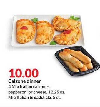 Hy-Vee Calzone Dinner 4 Mia Italian Calzones Mia Italian Breadsticks offer