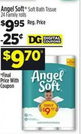 Dollar General Angel Soft Soft Bath Tissue 12 Family Rolls offer