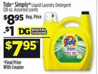 Dollar General Tide Simply Liquid Laundry Detergent Assorted Scents offer