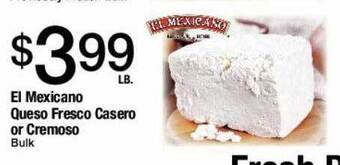 Jons International El Mexicano Queso Fresco Casero Or Cremoso offer