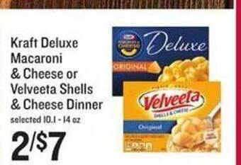 Lowes Foods Kraft Deluxe Macaroni & Cheese Or Velveeta Shells & Cheese Dinner offer