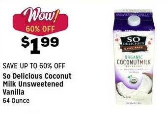 Grocery Outlet So Delicious Coconut Milk Unsweetened Vanilla offer