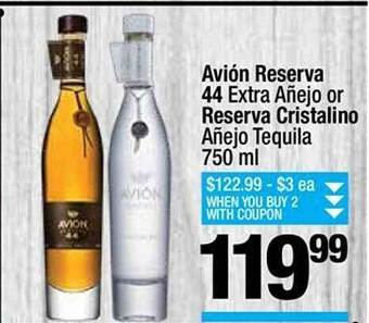 Super King Markets Avión Reserva 44 Extra Añejo Or Reserva Cristalino Añejo Tequila offer