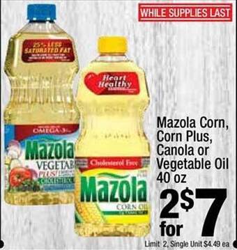 Super King Markets Mazola Corn Corn Plus Canola Or Vegetable Oil offer