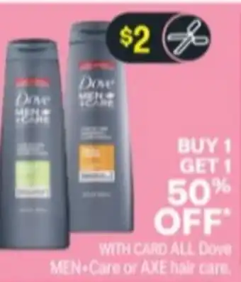 Menards Dove Men Care Or Axe Hair Care offer