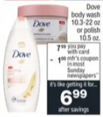 Menards Dove Body Wash 10.3-22 oz Or Polish 10.5 oz offer