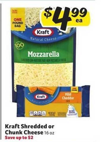 Harveys Supermarkets Kraft Shredded Or Chunk Cheese offer