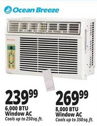 Ocean State Job Lot Ocean Breeze 6.000 Btu Window Ac 8.000 Btu Window Ac offer