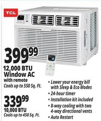 Ocean State Job Lot Tcl 12.000 Btu Window Ac 10.000 Btu offer
