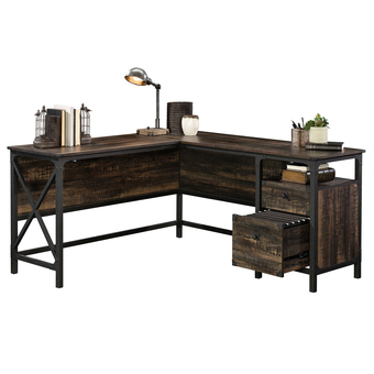 Walmart Sauder Steel River L-Shaped Desk, Carbon Oak Finish offer