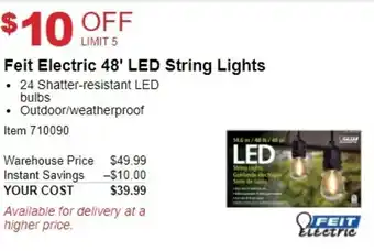 Costco Feit Electric 48' Led String Lights offer