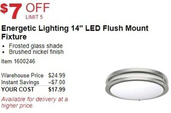 Costco Energetic Lighting 14" Led Flush Mount Fixture offer