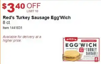 Costco Red's Turkey Sausage Egg'Wich 8 ct offer