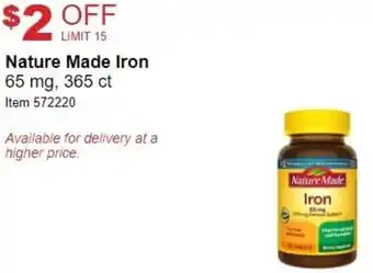 Costco Nature Made Iron 65 mg 365 ct offer