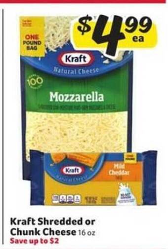 Winn Dixie Kraft Shredded Or Chunk Cheese offer