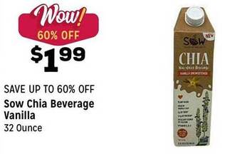 Grocery Outlet Sow Chia Beverage Vanilla offer