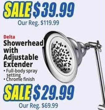 Ocean State Job Lot Delta Showerhead With Adjustable Extender offer