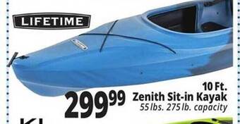 Ocean State Job Lot 10 Ft. Zenith Sit-in Kayak Lifetime offer