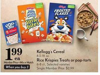 Pavilions Kellogg's Cereal Rice Krispies Treats Or Pop-tarts offer