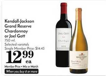 Pavilions Kendall-jackson Grand Reserve Chardonnay Or Joel Gott offer