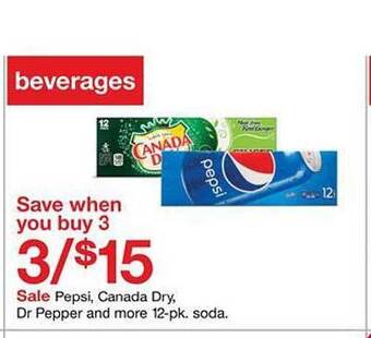 Target Pepsi Canada Dry Dr Pepper And More 12-pk Soda offer