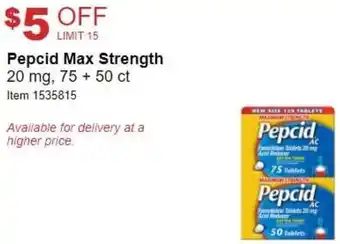Costco Pepcid Max Strength 20 mg,75+50 ct offer