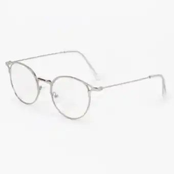 Claire's Solar blue light reducing round clear lens frames - silver offer