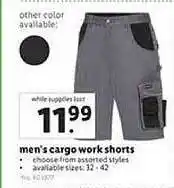 Lidl Men's Cargo Work Shorts offer