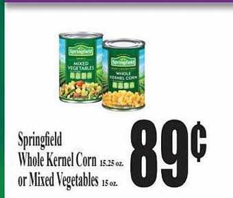 Baja Ranch Springfield Whole Kernel Corn Or Mixed Vegetables offer