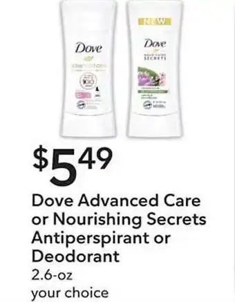 Publix Dove Advanced Care Nourishing Secrets Antiperspirant Or Deodorant offer