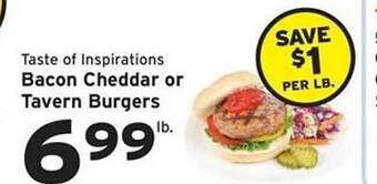 Hannaford Bacon Cheddar Or Tavern Burgers offer