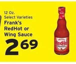 Hannaford Frank's Redhot Or Wing Sauce offer