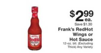 Fairway Store Market Frank's Redhot Wings Or Hot Sauce offer