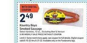 Foodarama Kountry Boys Smoked Sausage offer