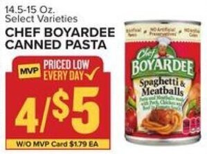 Food Lion Chef Boyardee Canned Pasta 14.5-15 oz. offer