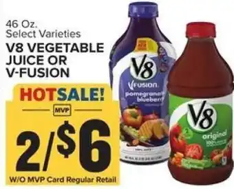 Food Lion V8 Vegetable Juice or V-Fusion 46 oz. offer