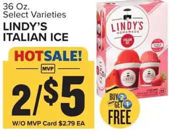 Food Lion Lindy's Italian Ice 36 oz. offer